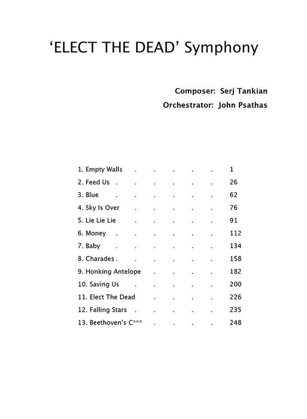 Elect The Dead Symphony Full Concert Score Serj Tankian