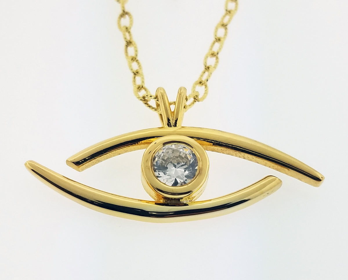 &quot;All Seeing Eye&quot; - Pure Silver Pendant Dipped In 18K Yellow Gold - (Elect The Dead Inspired) w/Autographed Jewelry Box
